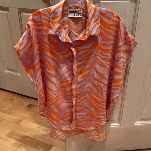 BUCKETLIST Orange and Purple Zebra Print Blouse